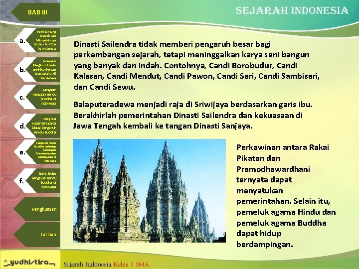 BAB III a. Teori tentang Masuk dan Menyebarnya Hindu - Buddha ke Indonesia b.