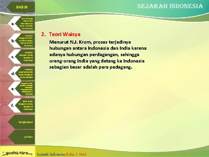 BAB III a. Teori tentang Masuk dan Menyebarnya Hindu - Buddha ke Indonesia b.