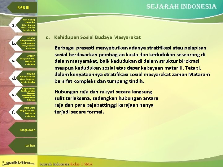 BAB III a. Teori tentang Masuk dan Menyebarnya Hindu - Buddha ke Indonesia b.