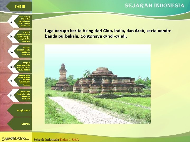 BAB III a. Teori tentang Masuk dan Menyebarnya Hindu - Buddha ke Indonesia b.