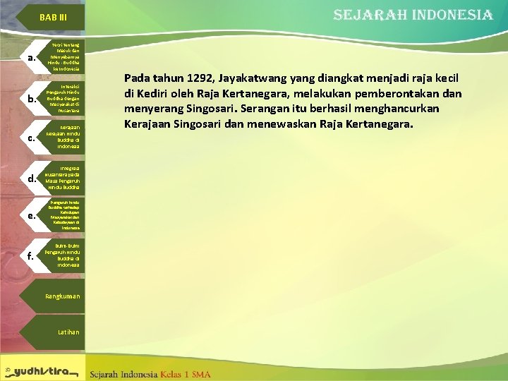 BAB III a. Teori tentang Masuk dan Menyebarnya Hindu - Buddha ke Indonesia b.