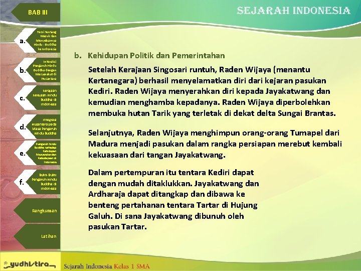 BAB III a. Teori tentang Masuk dan Menyebarnya Hindu - Buddha ke Indonesia b.