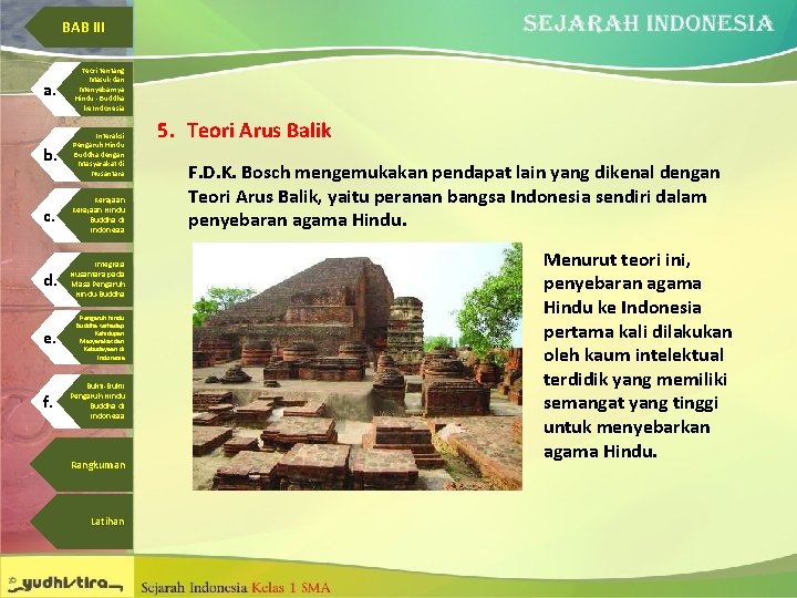 BAB III a. Teori tentang Masuk dan Menyebarnya Hindu - Buddha ke Indonesia b.