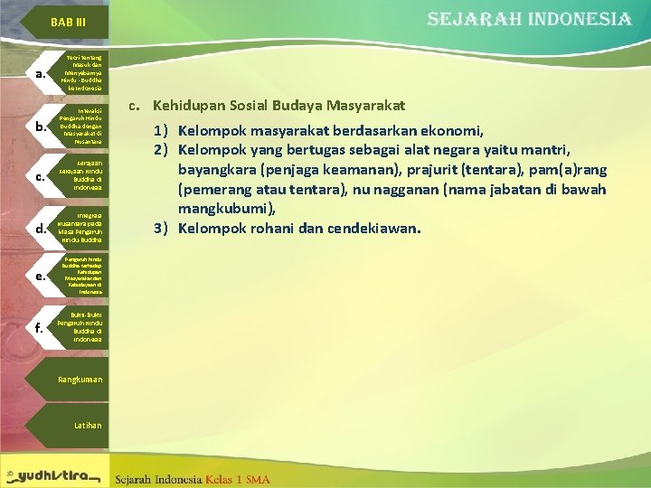 BAB III a. Teori tentang Masuk dan Menyebarnya Hindu - Buddha ke Indonesia b.