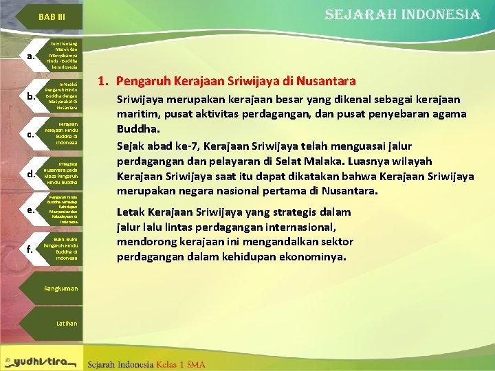 BAB III a. Teori tentang Masuk dan Menyebarnya Hindu - Buddha ke Indonesia b.