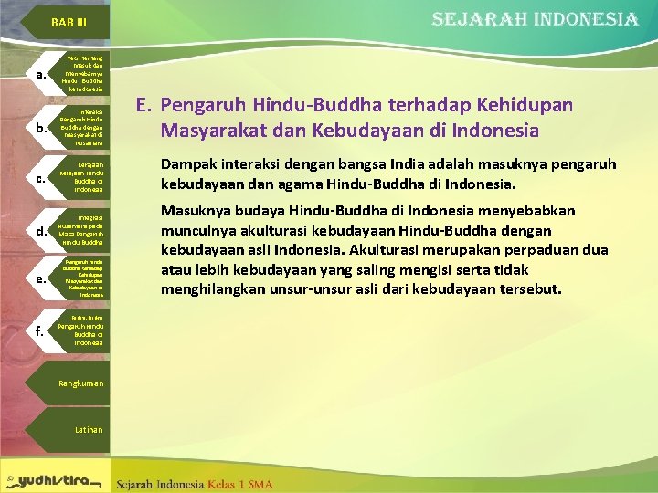 BAB III a. Teori tentang Masuk dan Menyebarnya Hindu - Buddha ke Indonesia b.