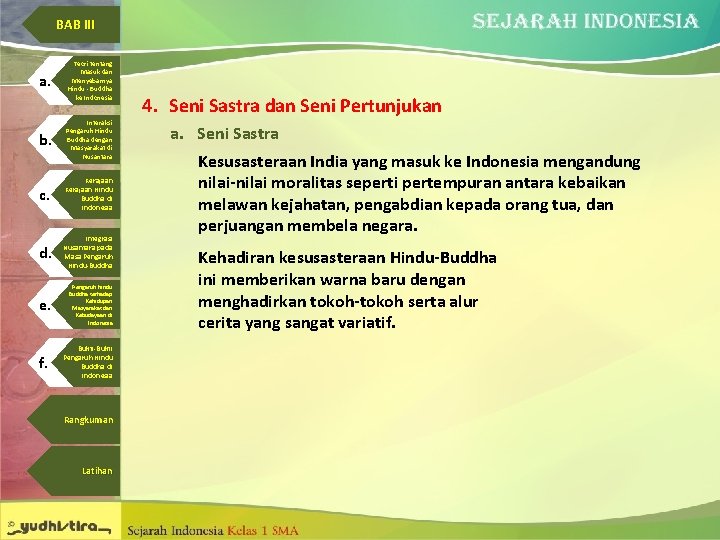 BAB III a. Teori tentang Masuk dan Menyebarnya Hindu - Buddha ke Indonesia b.