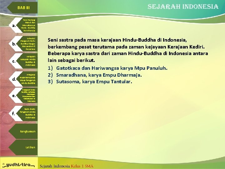 BAB III a. Teori tentang Masuk dan Menyebarnya Hindu - Buddha ke Indonesia b.