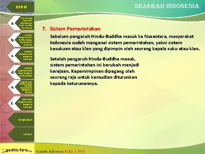 BAB III a. Teori tentang Masuk dan Menyebarnya Hindu - Buddha ke Indonesia b.