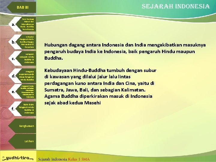 BAB III a. Teori tentang Masuk dan Menyebarnya Hindu - Buddha ke Indonesia b.
