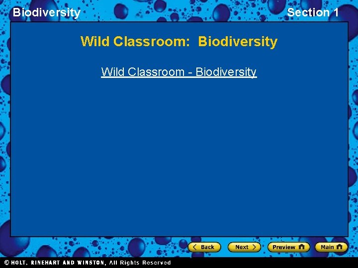 Biodiversity Section 1 Wild Classroom: Biodiversity Wild Classroom - Biodiversity 