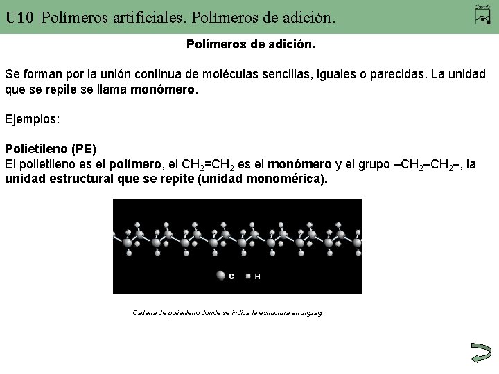 U 10 |Polímeros artificiales. Polímeros de adición. Se forman por la unión continua de