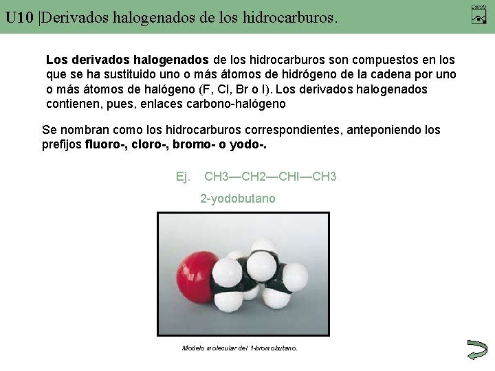 U 10 |Derivados halogenados de los hidrocarburos. Los derivados halogenados de los hidrocarburos son