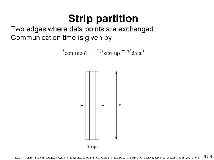 Strip partition Two edges where data points are exchanged. Communication time is given by