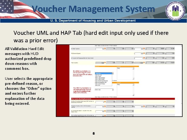 Voucher Management System Voucher UML and HAP Tab (hard edit input only used if