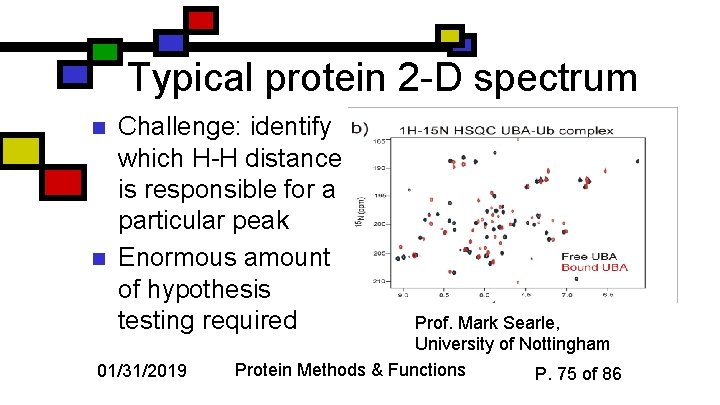 Typical protein 2 -D spectrum n n Challenge: identify which H-H distance is responsible