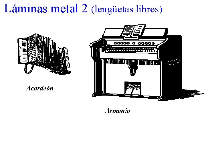 Láminas metal 2 (lengüetas libres) Acordeón Armonio 