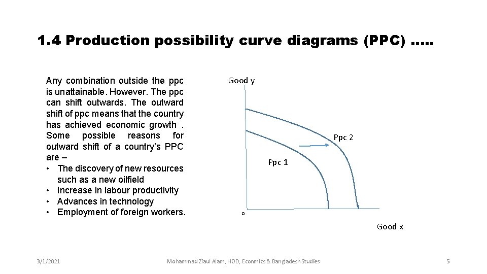 1. 4 Production possibility curve diagrams (PPC) …. . Any combination outside the ppc 1. 4 Production possibility curve diagrams (PPC) …. . Any combination outside the ppc