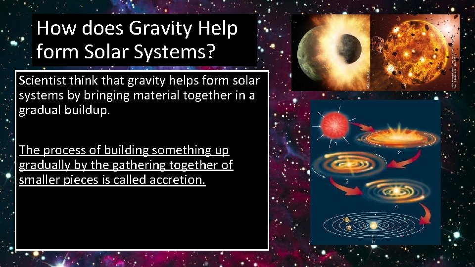 How does Gravity Help form Solar Systems? Scientist think that gravity helps form solar