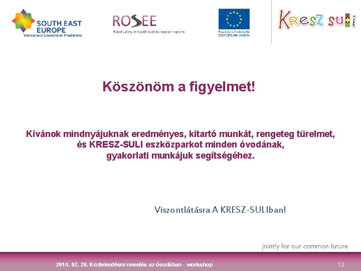 Köszönöm a figyelmet! Kívánok mindnyájuknak eredményes, kitartó munkát, rengeteg türelmet, és KRESZ-SULI eszközparkot minden Köszönöm a figyelmet! Kívánok mindnyájuknak eredményes, kitartó munkát, rengeteg türelmet, és KRESZ-SULI eszközparkot minden