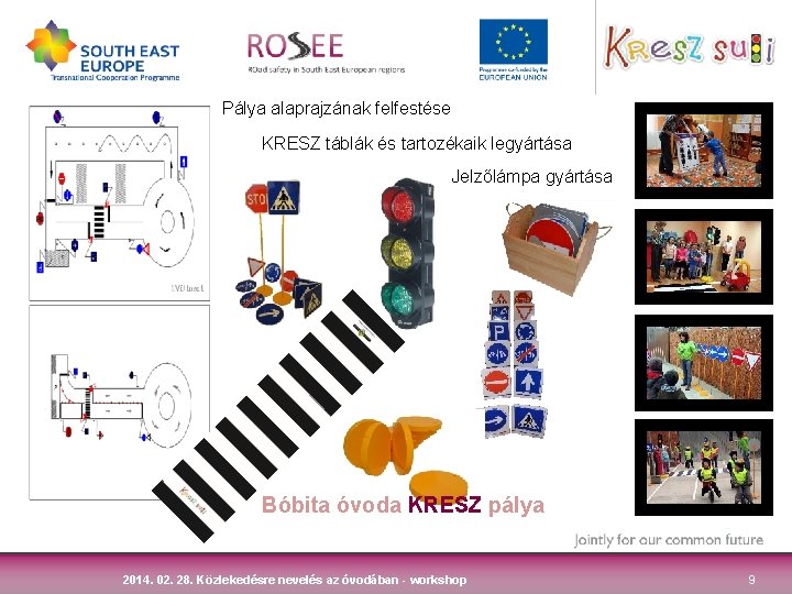 Pálya alaprajzának felfestése KRESZ táblák és tartozékaik legyártása Jelzőlámpa gyártása Bóbita óvoda KRESZ pálya Pálya alaprajzának felfestése KRESZ táblák és tartozékaik legyártása Jelzőlámpa gyártása Bóbita óvoda KRESZ pálya
