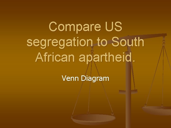 Compare US segregation to South African apartheid. Venn Diagram 