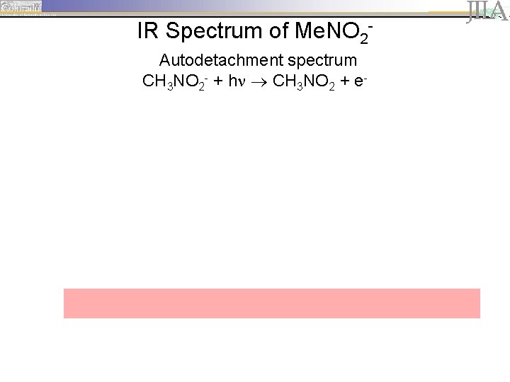 IR Spectrum of Me. NO 2 Autodetachment spectrum CH 3 NO 2 - +