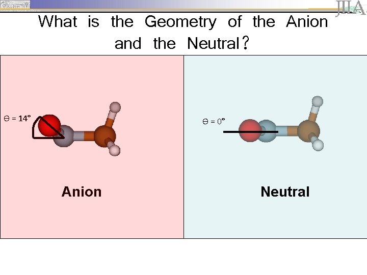What is the Geometry of the Anion and the Neutral? Ө = 14° Ө