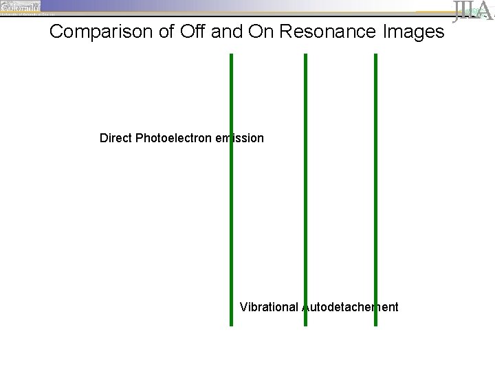 Comparison of Off and On Resonance Images Direct Photoelectron emission Vibrational Autodetachement 