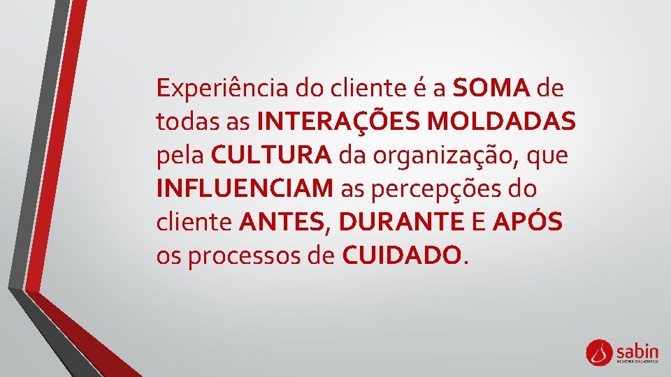 Experiência do cliente é a SOMA de todas as INTERAÇÕES MOLDADAS pela CULTURA da