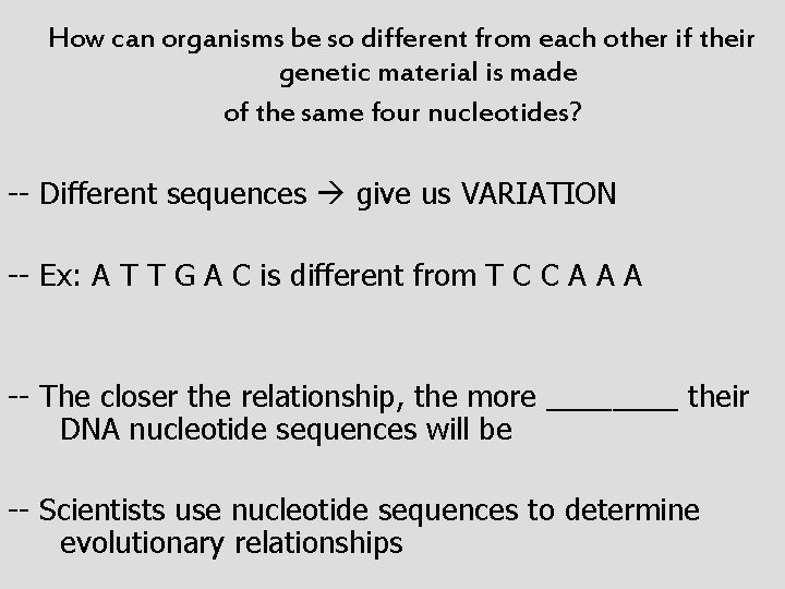 How can organisms be so different from each other if their genetic material is