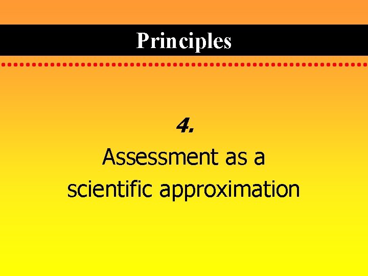 Principles 4. Assessment as a scientific approximation 