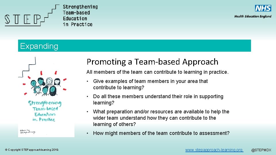 Expanding Promoting a Team-based Approach All members of the team can contribute to learning