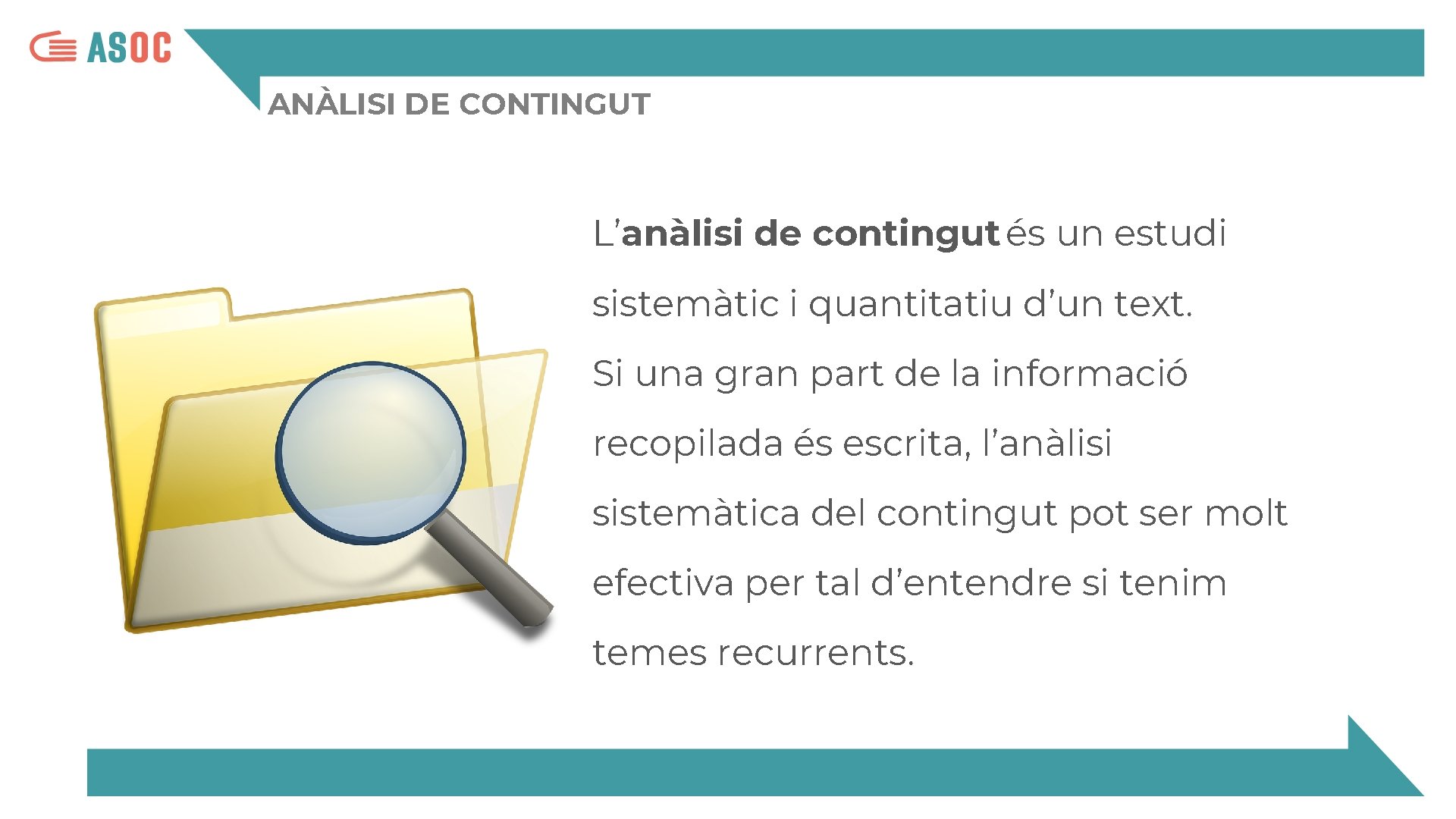 ANÀLISI DE CONTINGUT L’anàlisi de contingut és un estudi sistemàtic i quantitatiu d’un text.