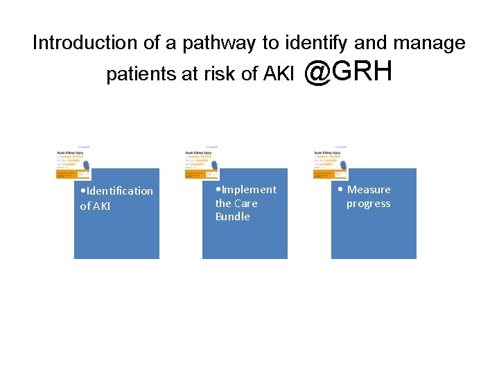 Introduction of a pathway to identify and manage patients at risk of AKI @GRH
