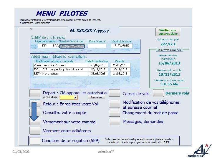M. XXXXXX Yyyyyyy 01/03/2021 Aéro. Gest™ 