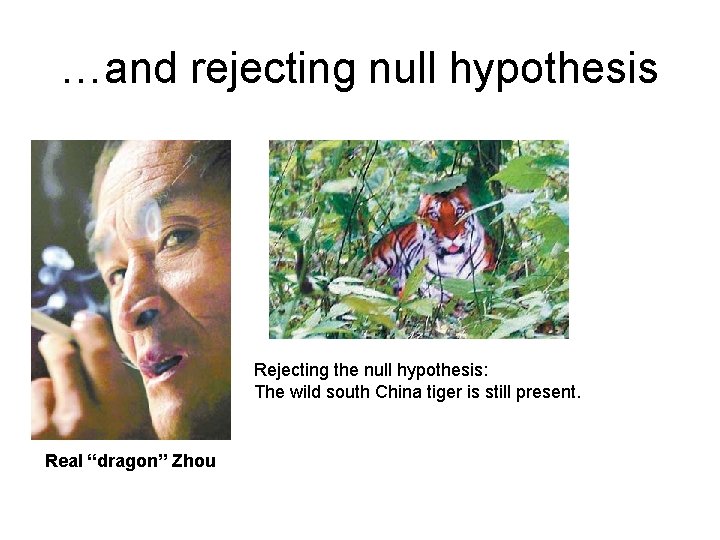 …and rejecting null hypothesis Rejecting the null hypothesis: The wild south China tiger is
