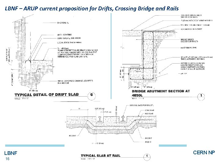 LBNF – ARUP current proposition for Drifts, Crossing Bridge and Rails LBNF 16 CERN