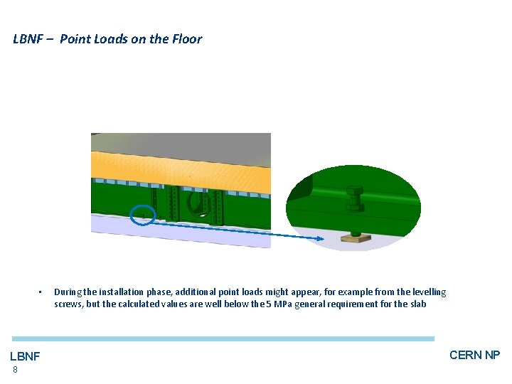 LBNF – Point Loads on the Floor • LBNF 8 During the installation phase,