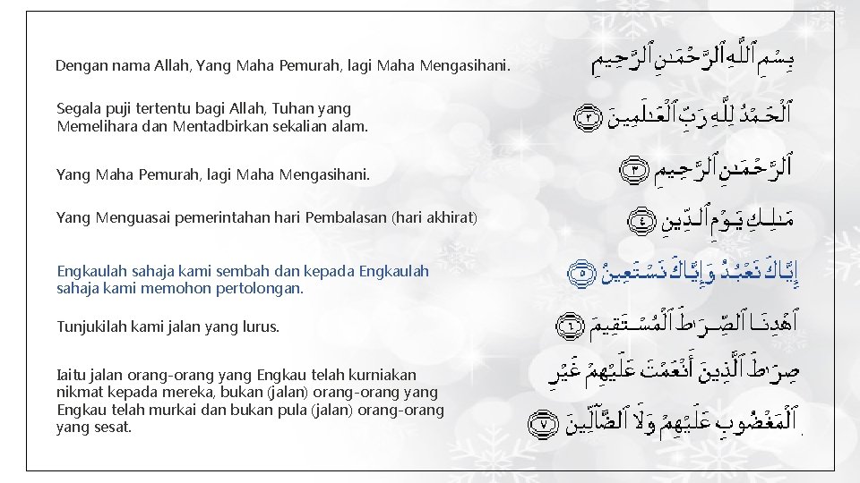 Dengan nama Allah, Yang Maha Pemurah, lagi Maha Mengasihani. Segala puji tertentu bagi Allah,