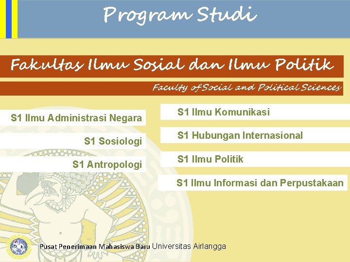 Program Studi Fakultas Ilmu Sosial dan Ilmu Politik Faculty of Social and Political Sciences