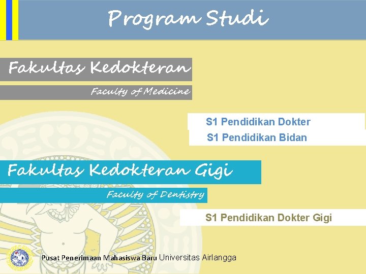 Program Studi Fakultas Kedokteran Faculty of Medicine S 1 Pendidikan Dokter S 1 Pendidikan
