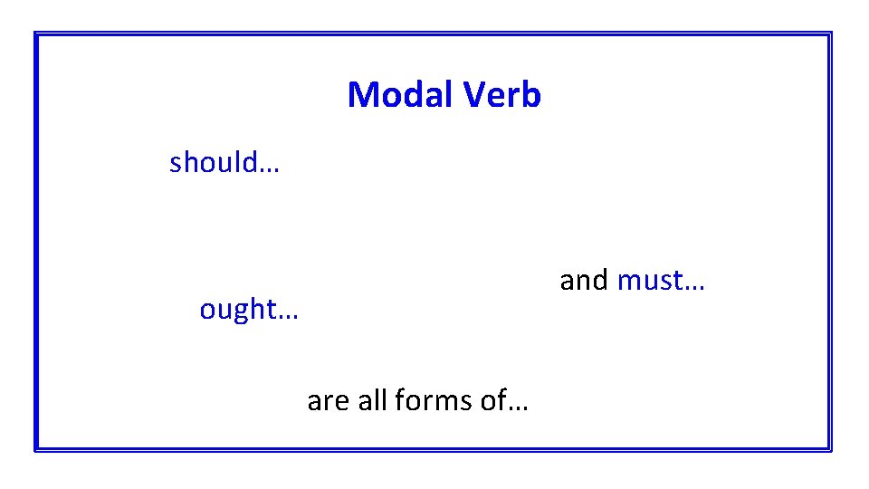 Modal Verb should… and must… ought… are all forms of… 