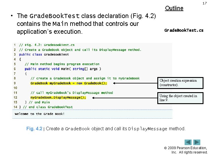 Outline • The Grade. Book. Test class declaration (Fig. 4. 2) contains the Main