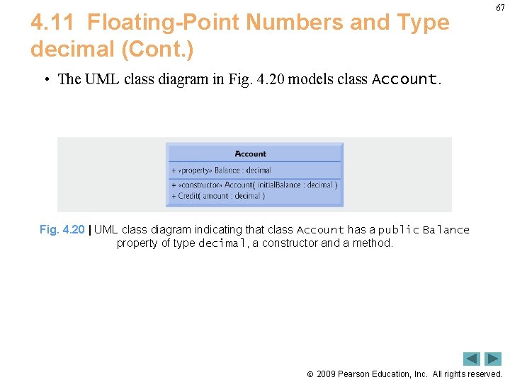 4. 11 Floating-Point Numbers and Type decimal (Cont. ) 67 • The UML class