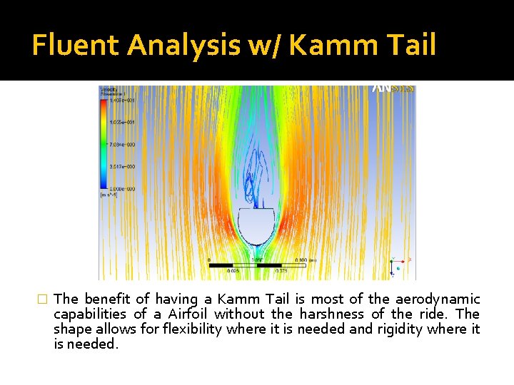 Fluent Analysis w/ Kamm Tail � The benefit of having a Kamm Tail is