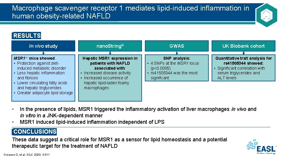 Macrophage scavenger receptor 1 mediates lipid-induced inflammation in human obesity-related NAFLD RESULTS • •