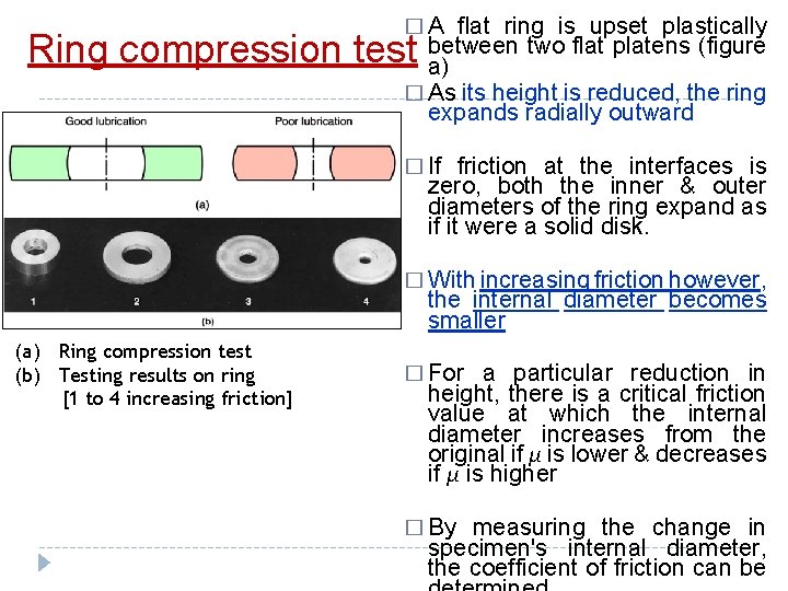 � A flat ring is upset plastically two flat platens (figure Ring compression test