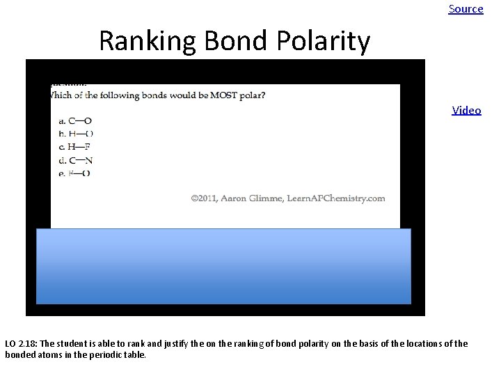Source Ranking Bond Polarity Video LO 2. 18: The student is able to rank