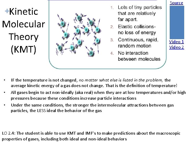 +Kinetic Molecular Theory (KMT) • • • Source Video 1 Video 2 IF the